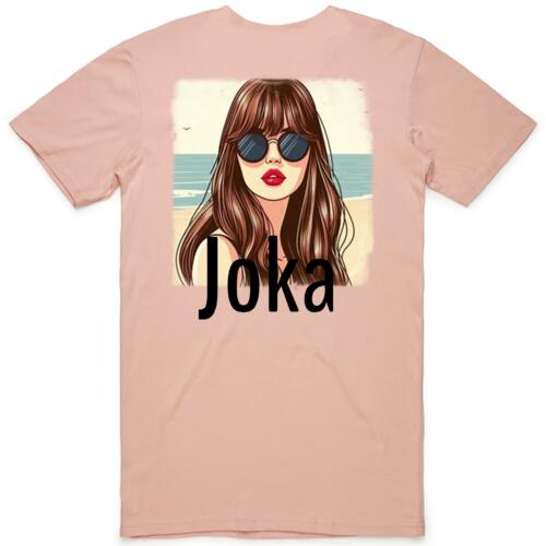 Joka - White Logo Beach Brunette Tee    Thumbnail