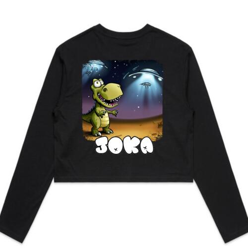 Joka - White Logo Dino Cropped Long Sleeve  Thumbnail