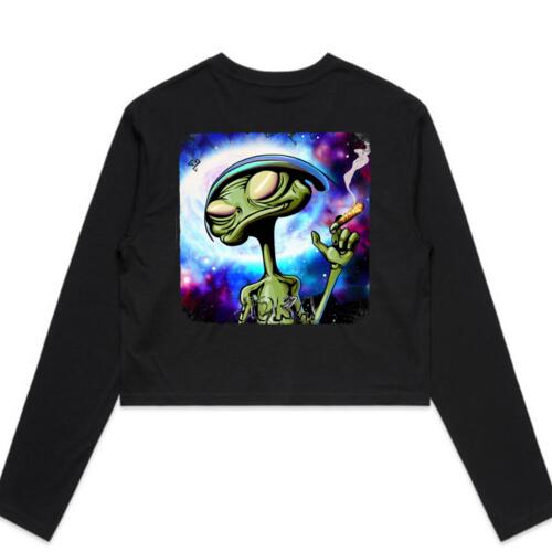 Joka - White Logo Alien Cropped Long Sleeve Thumbnail