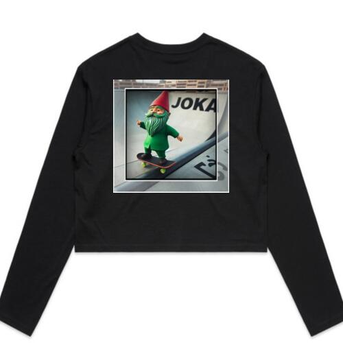 Joka - White Logo Skating Gnome Cropped Long Sleeve  Thumbnail