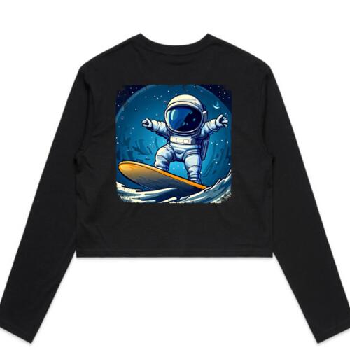 Joka - White Logo Astronaut Cropped Long Sleeve Thumbnail