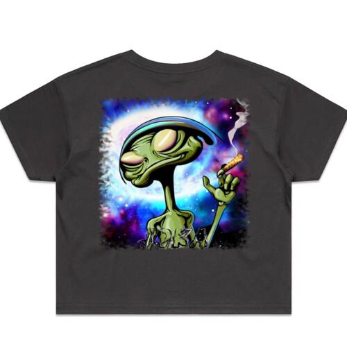 Joka - White Logo Alien Cropped Tee Thumbnail