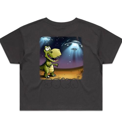 Joka - White Logo Dino Cropped Tee Thumbnail